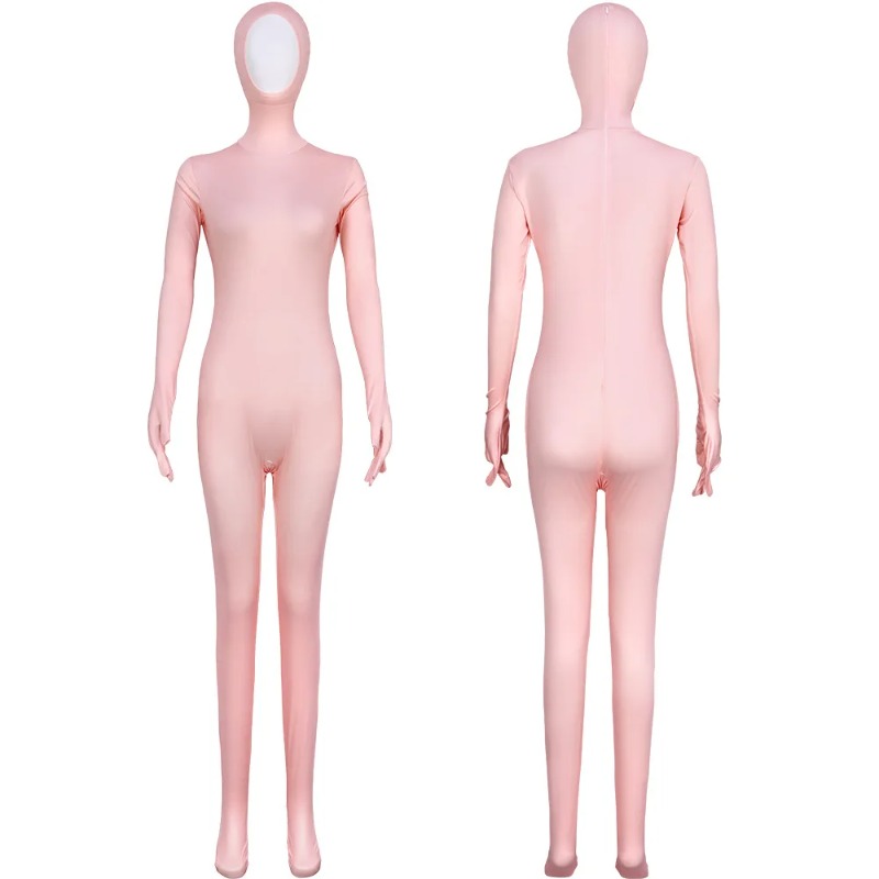 Anime Cosplay Face - Bodysuit Jumpsuit Wanita Warna Pink dengan