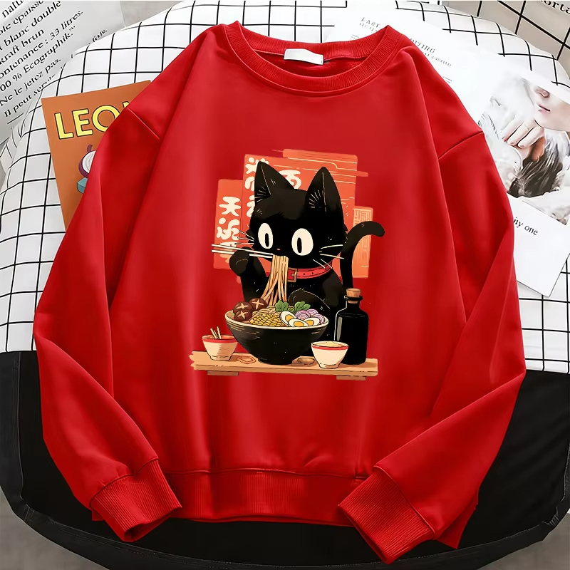 Anime & Cosplay Expo Acx 2025 - Sweater lengan panjang bergambar kucing mie