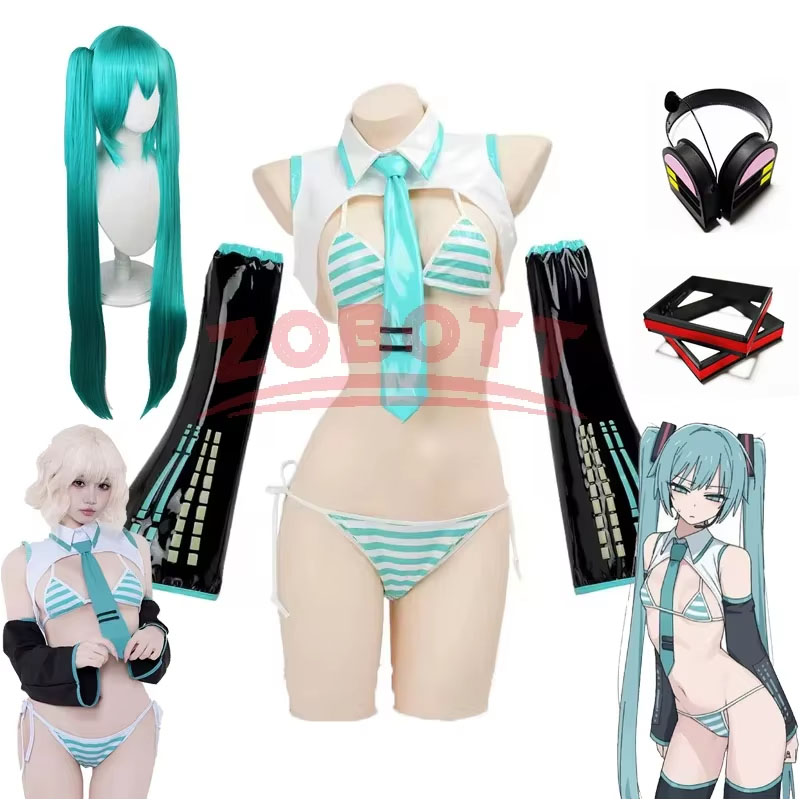Anime Cosplay Bikini - Kostum Cosplay Anime Miku, Setelan Formula