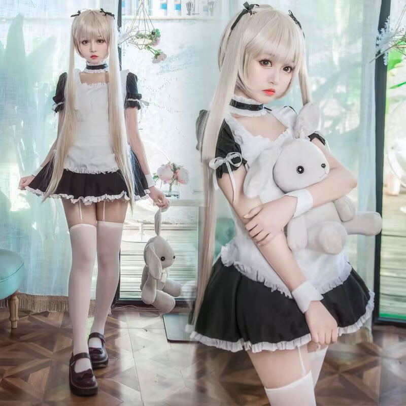 Anime Cosplay Lolita - Gaun Lolita Apron Pelayan Seksi Wanita