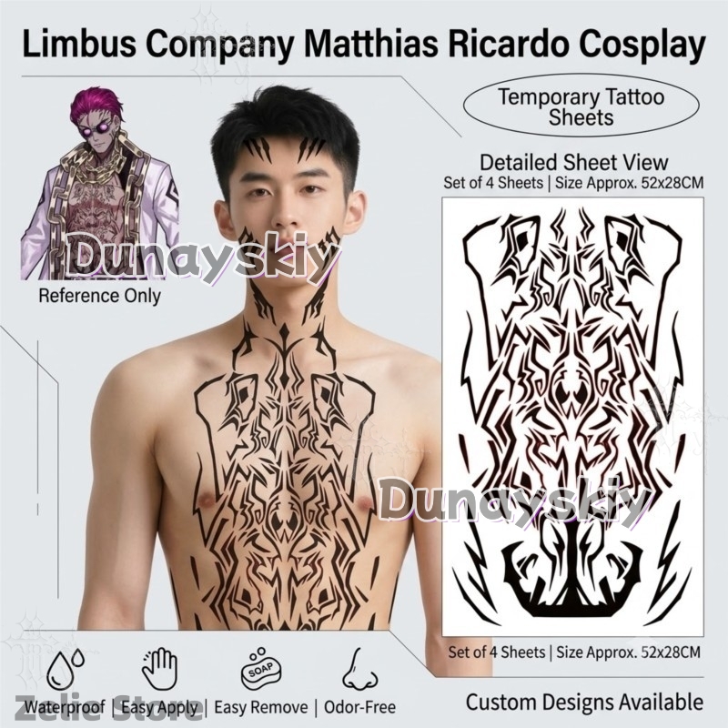 Stiker Tato Limbus Company Kus - Anime Cosplay Face ulasan dan harga